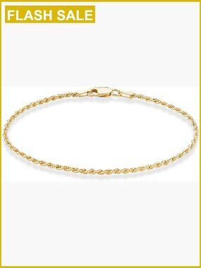 7 Inch Sterling Silver Gold Plated Rope Chain Bracelet Lobster Clasp